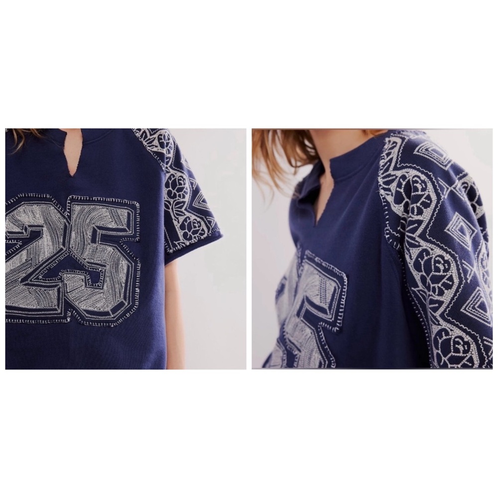Free People Rose Embroidered Sweatshirt 25 - Picture 2 of 10